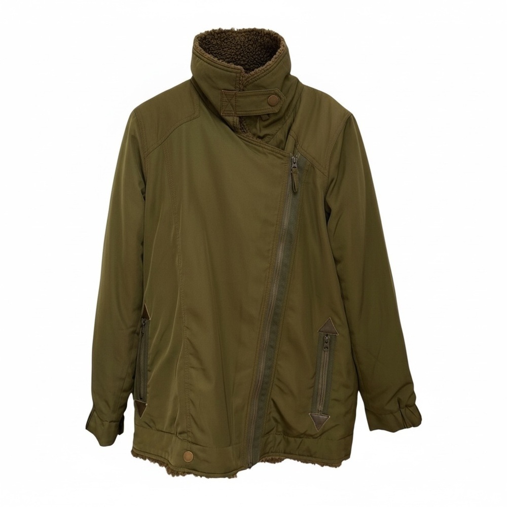 NWT Anthropologie Olive Sherpa Lined Utility Jacket Coat Military Parka Small